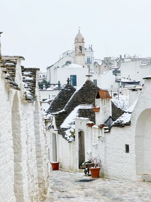 Alberobello in de sneeuw