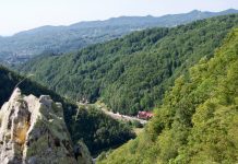 Uitzicht vanaf het poenari kasteel in Roemenië