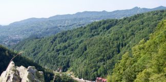 Uitzicht vanaf het poenari kasteel in Roemenië