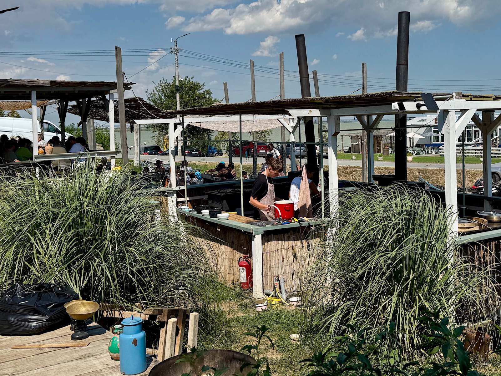 Overzicht van de buitenkeuken van Taverne Le GaFish in Roemenië 
