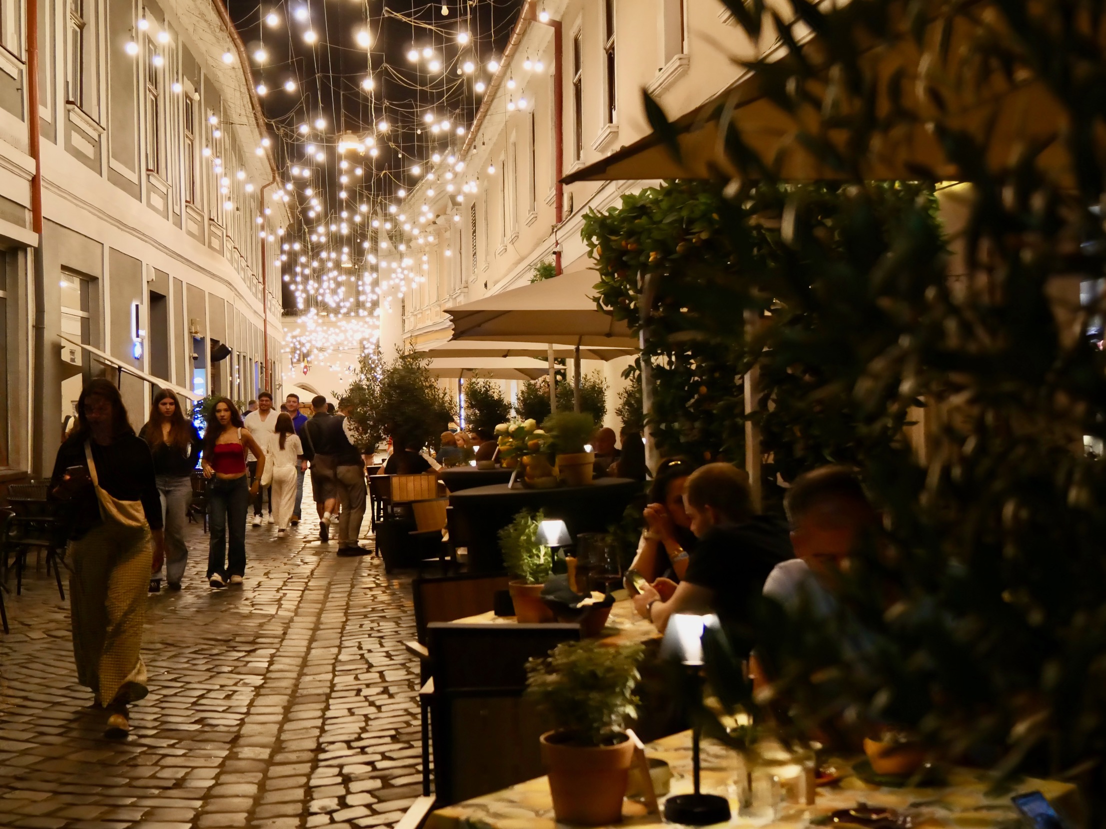 Straat in Cluj-Napoca in de avond 