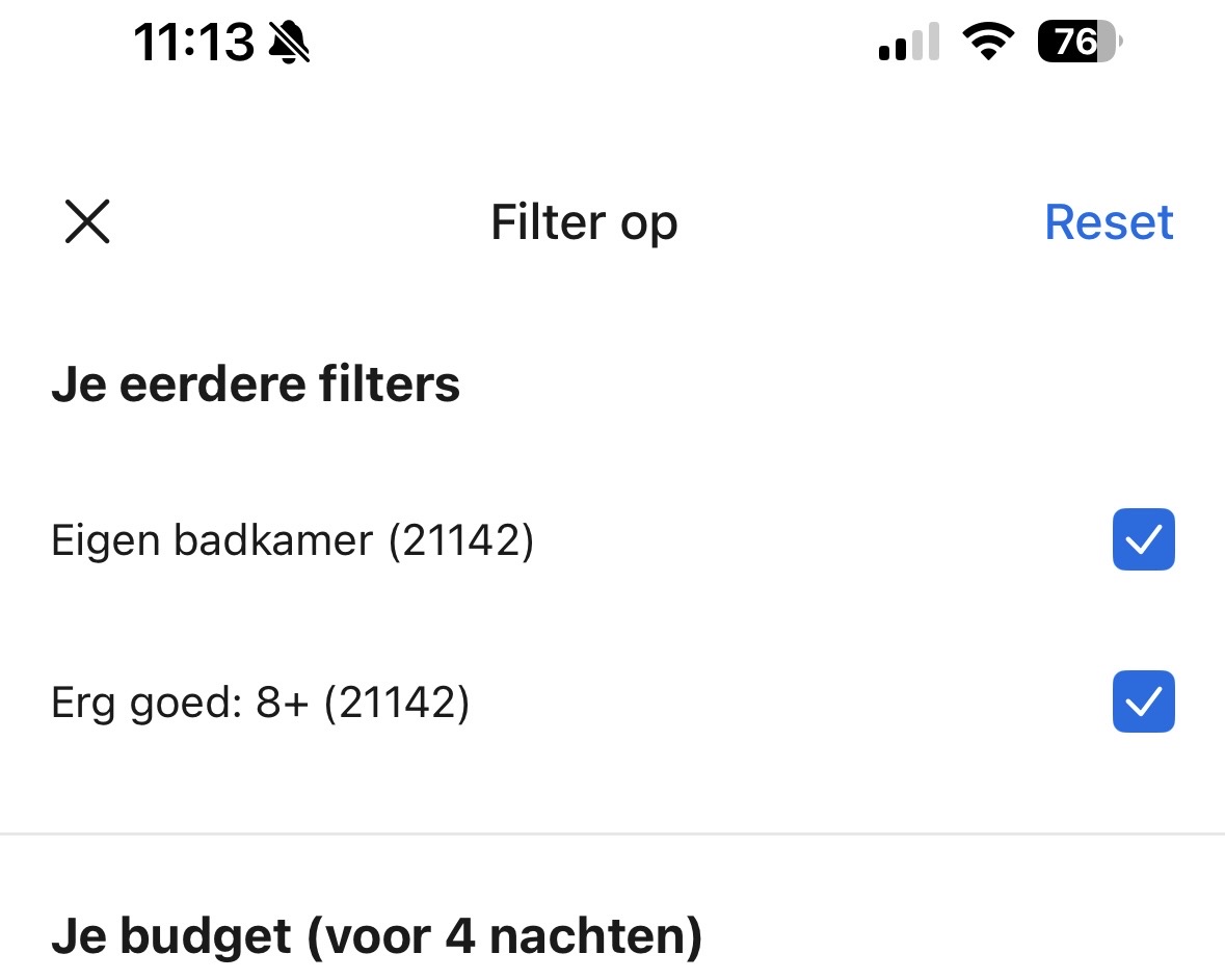 booking filters