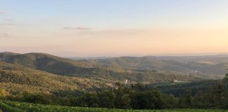 Ondergaande zon in de chianti streek