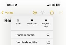 Uitleg waar de scanfunctie zit in de notities app van de iPhone