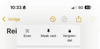 Uitleg waar de scanfunctie zit in de notities app van de iPhone