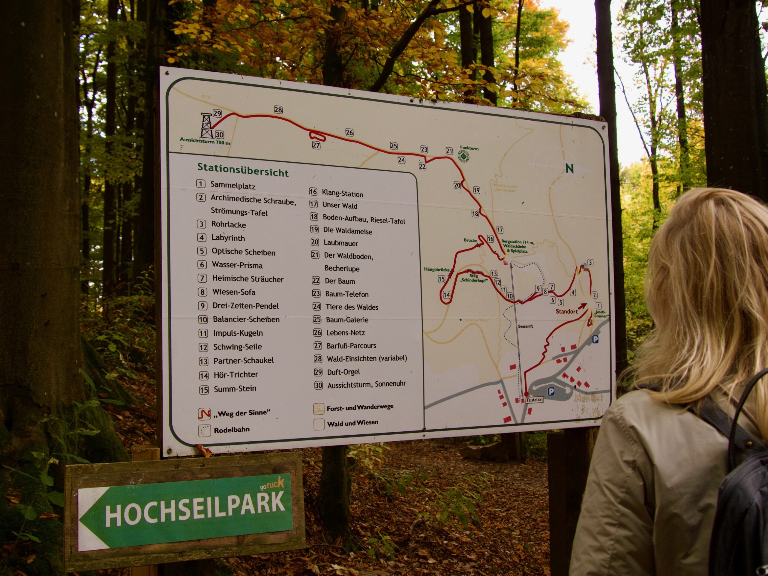 Het bord met de route van Weg der Sinne