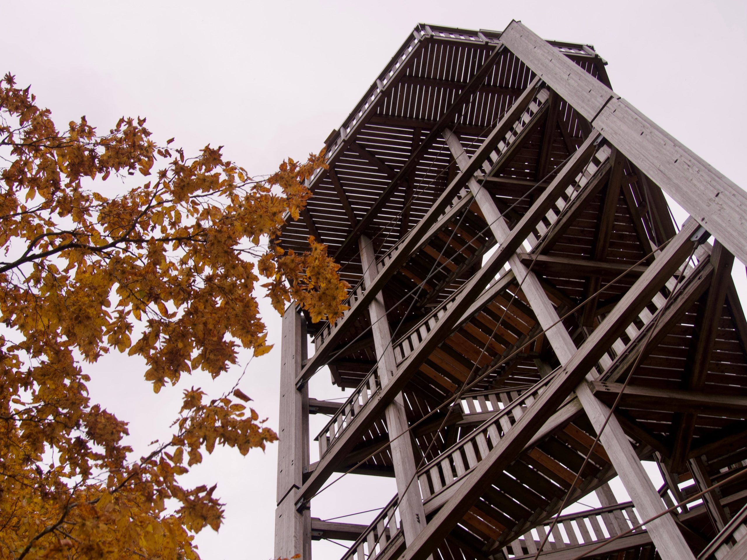 De uitkijktoren vanaf onderen gefotografeerd