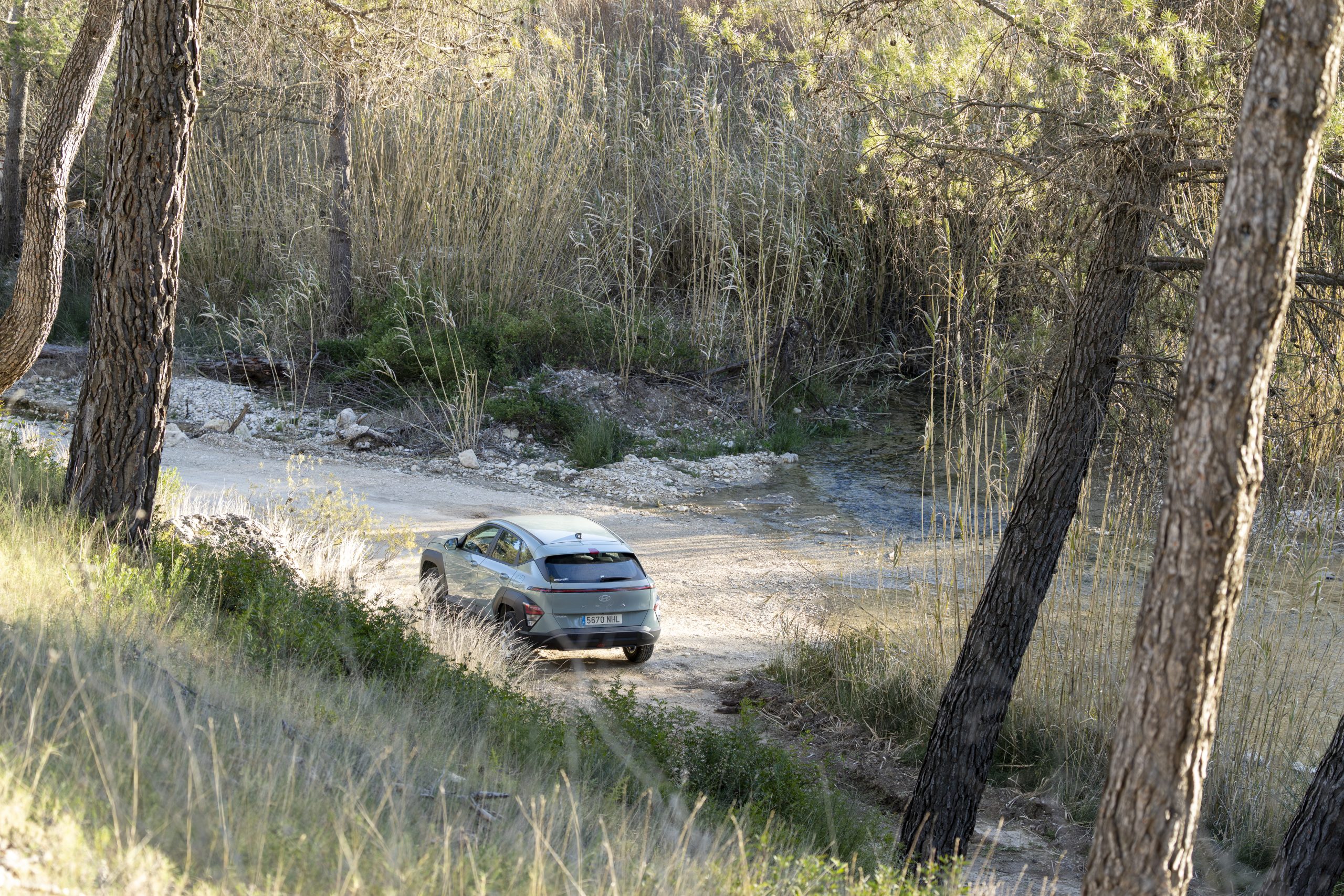 De auto geparkeerd vlak voor de weg naar de bronnen