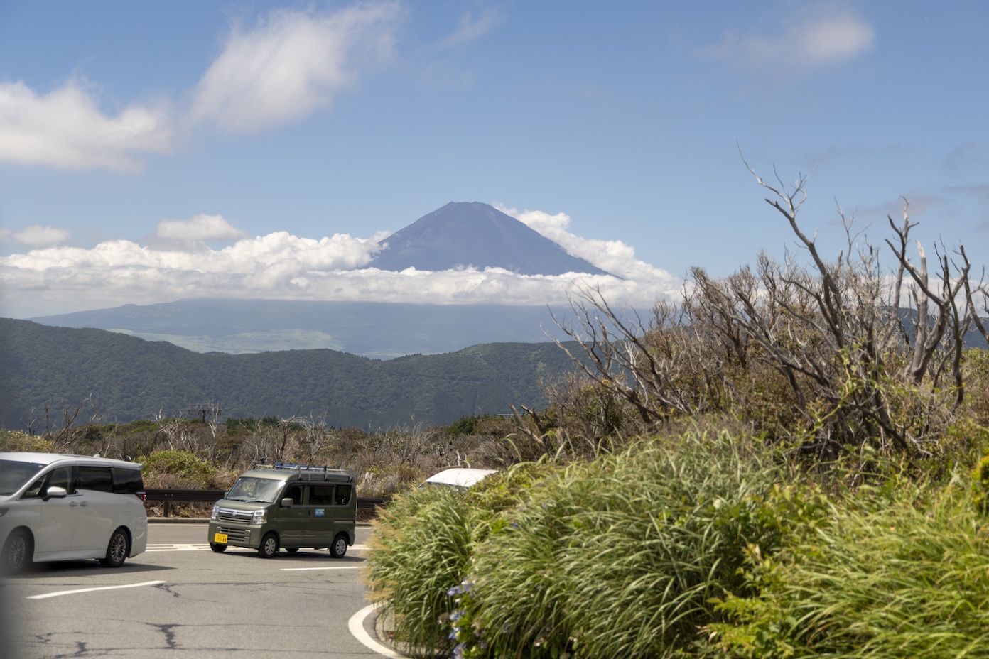 de weg en Mount Fuji