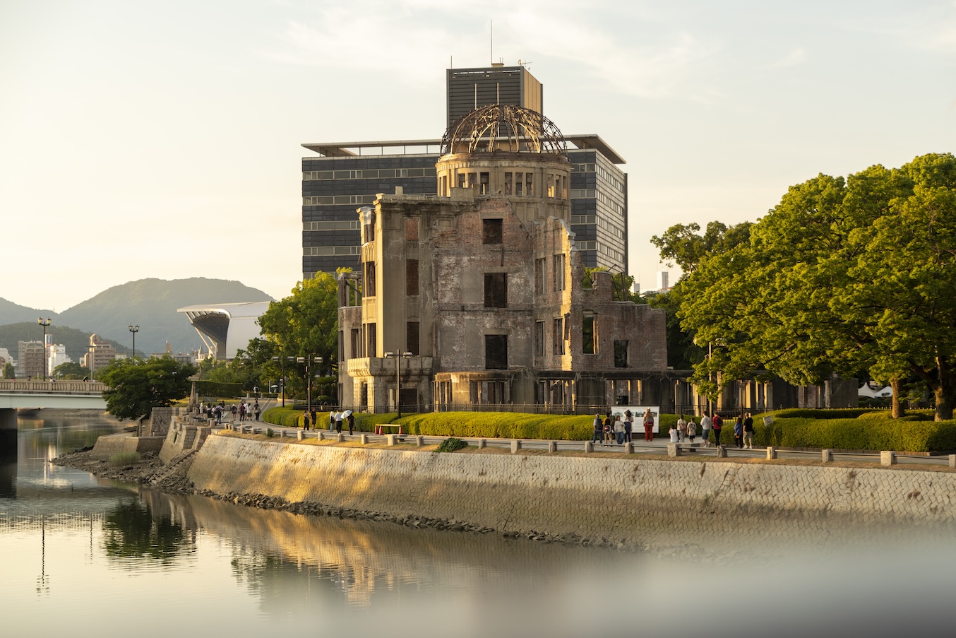 Atomic bomb dome tijdens het gouden uur